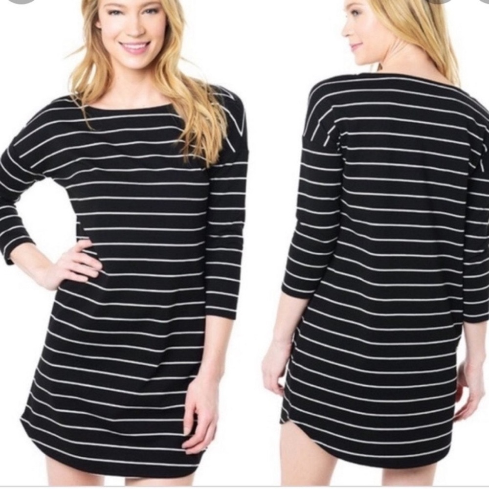 BB Dakota Striped Ponte Shift Dress XS